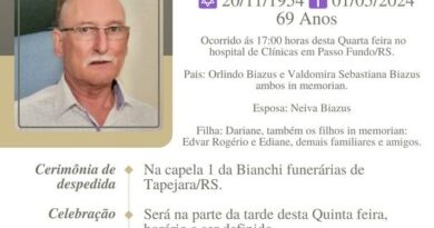 Obituário: José Ivalino Biazus