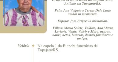 Obituário: Gema Volpato Frigeri