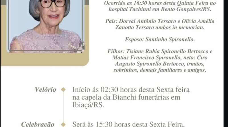 Obituário: Lorena Ana Spironello