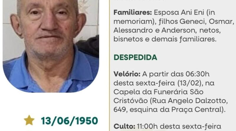 Obituário: Lourivaldino das Dores