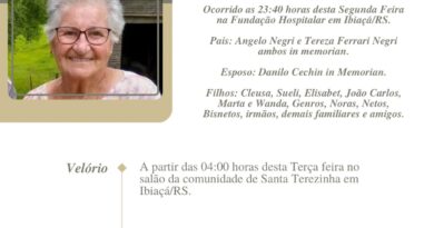 Obituário: Amábile Negri Cechin