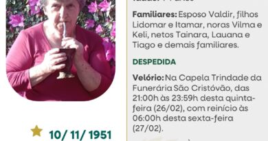Obituário: Iracilda Passarin Tamagno