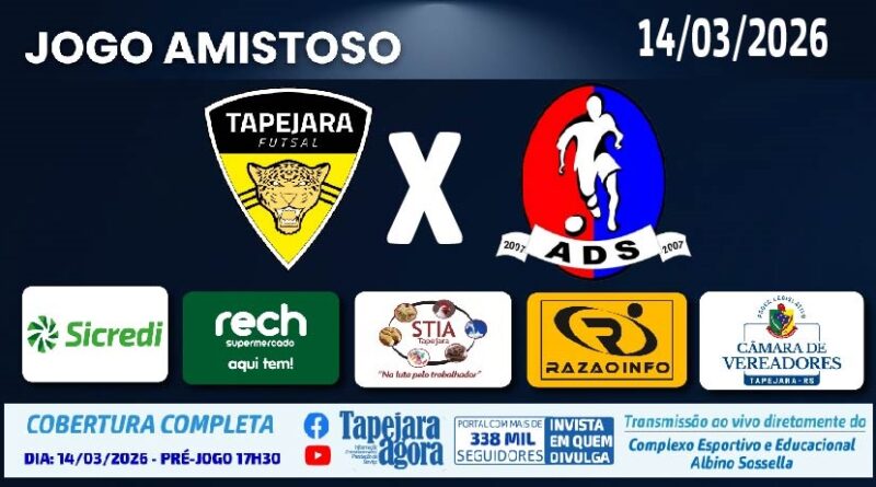 Tapejara Futsal reencontra a torcida neste sábado em jogo-treino contra a ADS Sananduva