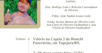 Obituário: Bryan Junior de Oliveira Leão