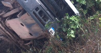 Caminhão sai da pista e tomba na ERS-463, em Tapejara