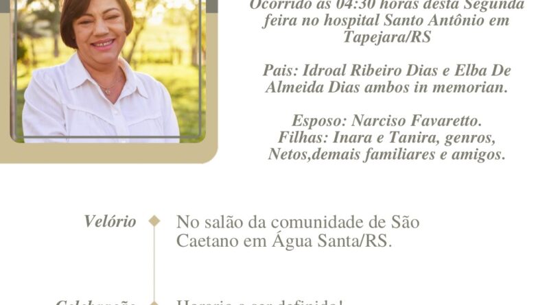 Obituário: Eliane Maria Dias Favaretto