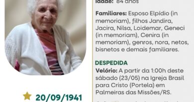 Obituário: Valdivia Silva da Rosa
