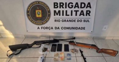 Brigada Militar apreende armas, drogas e equipamentos em residência de Tapejara
