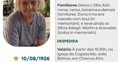 Obituário: Irma Lang Roncaglio