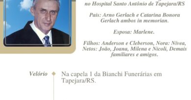 Obituário: Semildo Gerlach