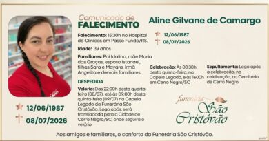 Obituário: Aline Gilvane de Camargo