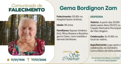 Obituário: Gema Bordignon Zam