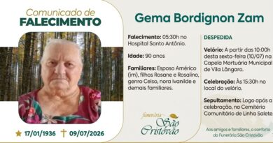 Obituário: Gema Bordignon Zam